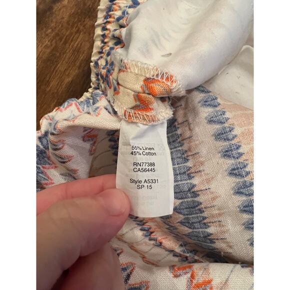J. Crew Women’s Orange Blue Geometric Print Boho Pull On Shorts Linen Blend 12 - Picture 4 of 10